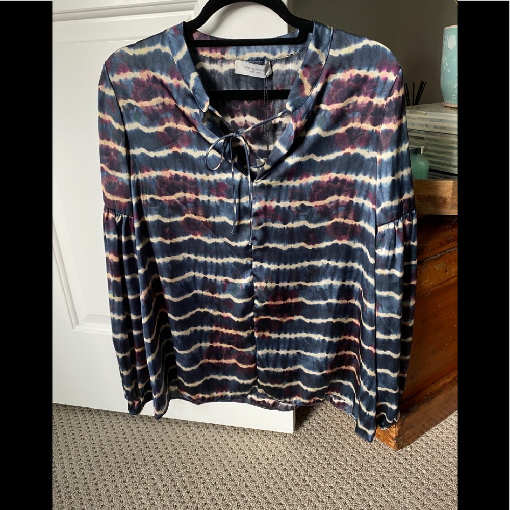 Lola and Sophie all silk tie dye poet style shirt .. size Large